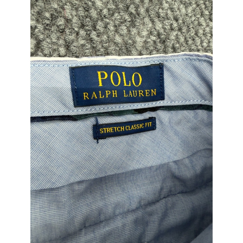 Polo Ralph Lauren Chino Shorts Men's 34 Blue White Striped Anchor Classic Fit 9" - Picture 6 of 8